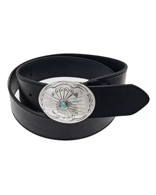 Kujten Ceintures | Bijoux | Ceinture Harpo Ceinture en cuir avec boucle en 925/1000e et turquoise Argent