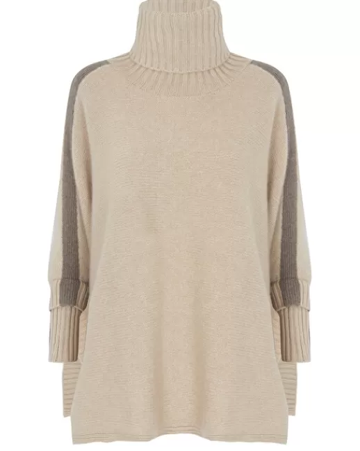 Kujten Capes & Ponchos | Poncho Ciara Smoking Poncho Cachemire Col Roulu00e9 Bande Smok, 10 fils Organique
