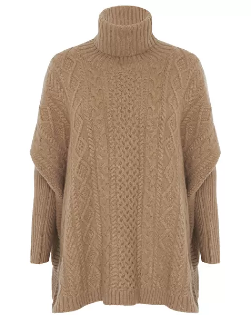 Kujten Capes & Ponchos | Poncho Tami Poncho Cachemire Oversize Col Roulu00e9, 6 fils CAMELO