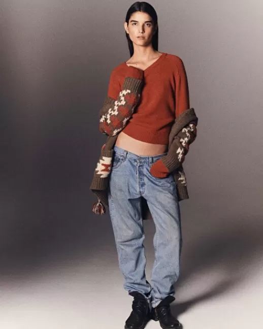 Kujten Pulls & Sweats | Pull Caroline Pull col rond u00e0 manches longues en cachemire, 6 fils Orangebrulé