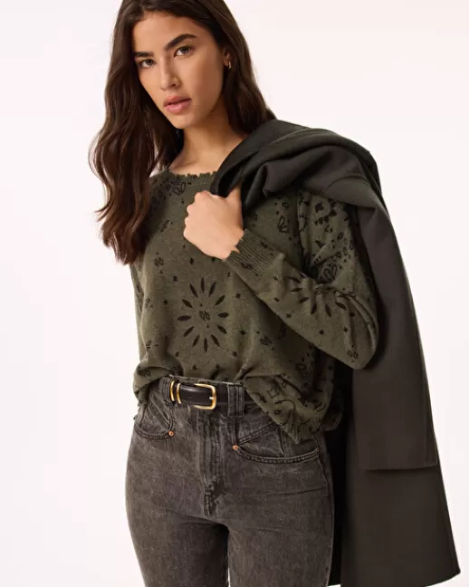 Kujten Pulls & Sweats | Pull Mela Bandana Pull cachemire col rond femme liquette KAKIFONCE