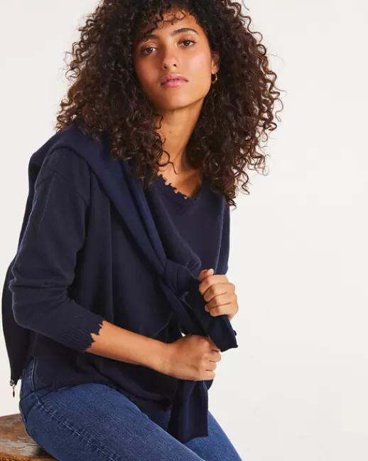 Kujten Pulls & Sweats | Pull Mela Pull Cachemire Col Rond Liquette, 2 fils Bleumarinefoncé