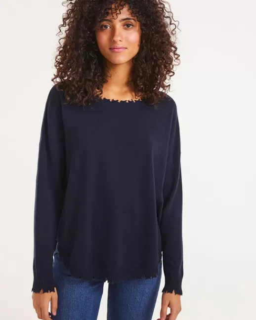 Kujten Pulls & Sweats | Pull Mela Pull Cachemire Col Rond Liquette, 2 fils Bleumarinefoncé