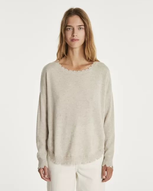 Kujten Pulls & Sweats | Pull Mela Pull cachemire col rond liquette femme Avoine
