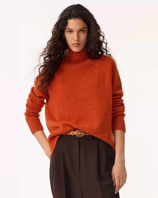 Kujten Pulls & Sweats | Pull Ulla Pull Cachemire Col Cheminu00e9e Oversize, 8 fils Orangebrulé