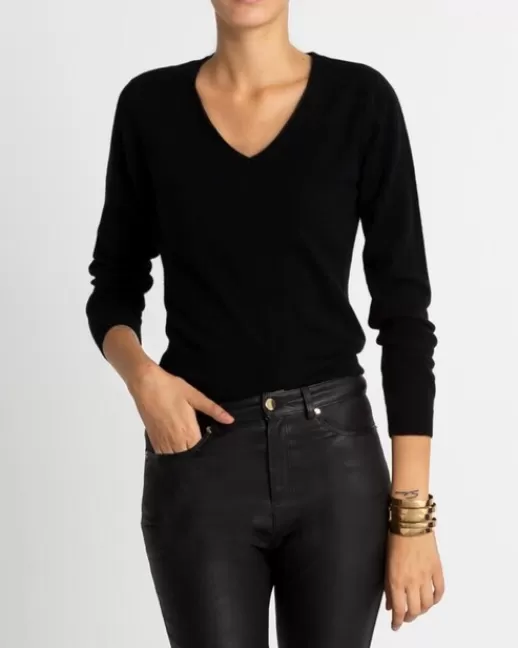 Kujten Pulls & Sweats | Pull Vicky Pull cachemire manches longues basic Noir